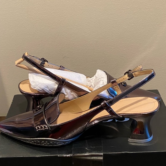 Coach Metallic Slingback Heels.                               Color, Anthracite - Picture 5 of 8